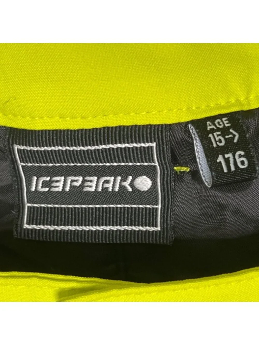 Icepeak Youth Snow Pants W/ Suspenders Neon Yellow Waterproof Size 16 15+